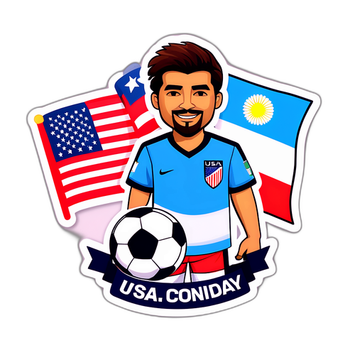 Stiker Pemandangan Sepak Bola USA dan Uruguay