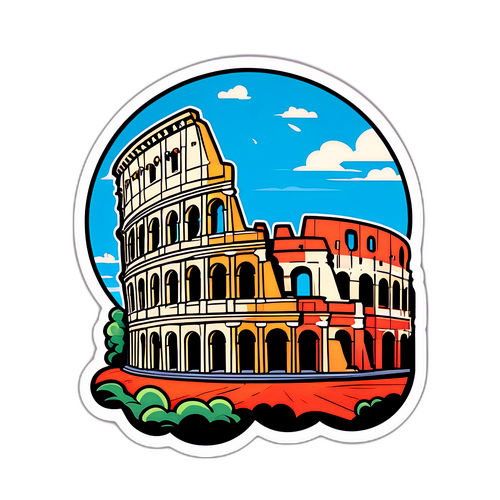 Peisaj urban cu Colosseum în stil comic