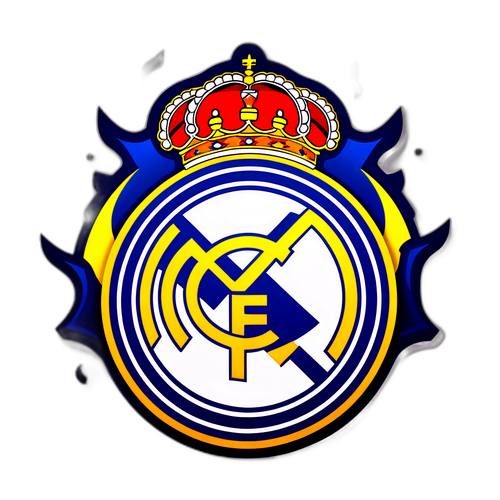 Reprezentare artistică a emblemei Real Madrid cu efect de fulger