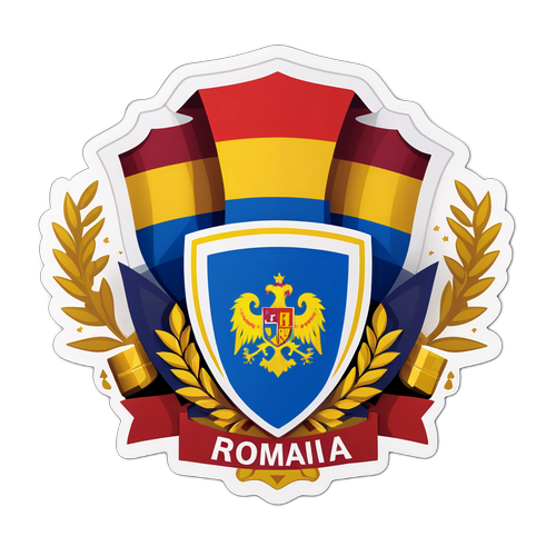 Sticker cu stemul României pentru turneul sportiv
