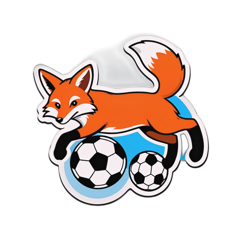 Leaping Fox Soccer Sticker