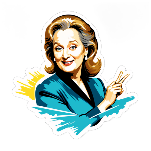 Kunstnerisk klistermærke af Meryl Streep