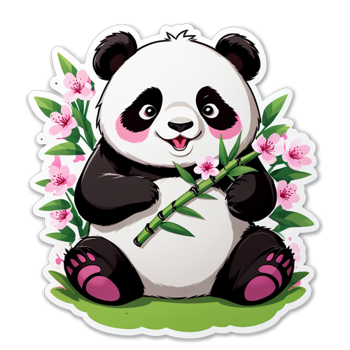 Adorable Alert: This Chubby Panda's Bamboo Feast Among Cherry Blossoms Will Melt Your Heart!