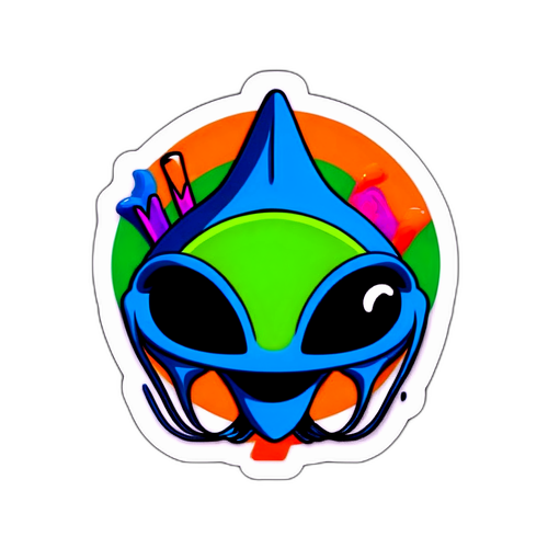 Fargerik Reddit-temasticker med ikonisk alien-logo