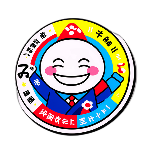 福井県知事の微笑みからインスパイアされたポジティブメッセージのステッカー