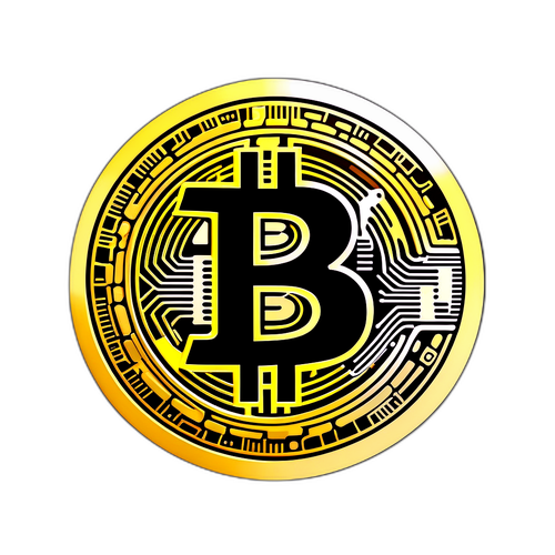 Bitcoin-symboli tarra kultaisella kolikkosuunnittelulla