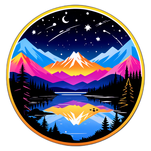 Paysage nocturne avec étoiles filantes