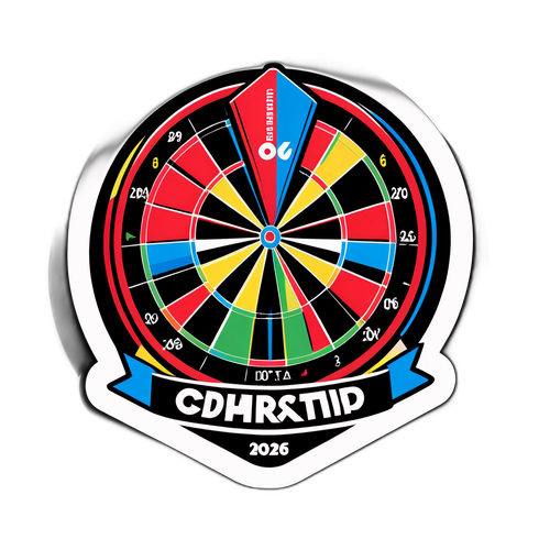 Sportliche Aufkleber zur Celebrity Darts-Weltmeisterschaft 2026