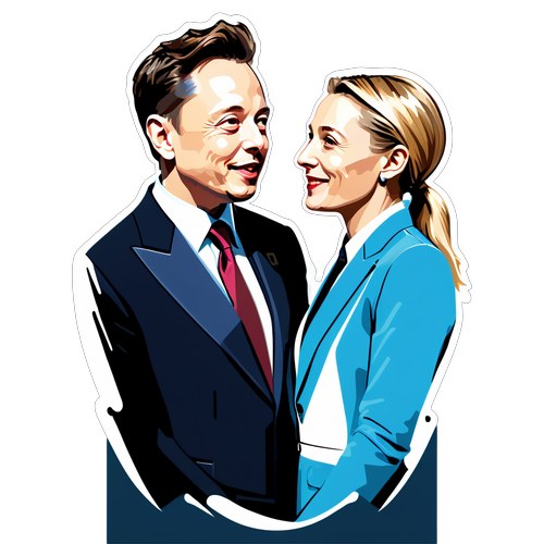 Grafik von Alice Weidel und Elon Musk, verbunden durch ein futuristisches Design