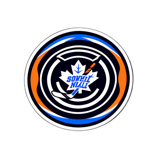 アイスホッケーパックとスティックのイラスト