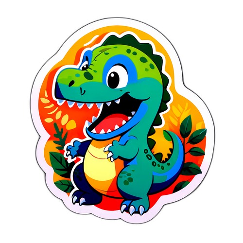 Playful Dinosaur Sticker