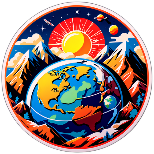 卫星捕捉地球美丽风景的贴纸