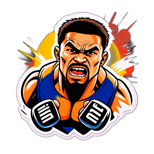 Sticker cu un luptător UFC în stil comic