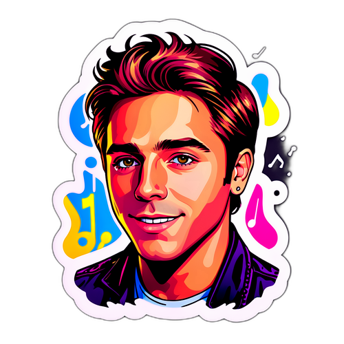 Lekent portrett av Benjamin Ingrosso med musikalske noter