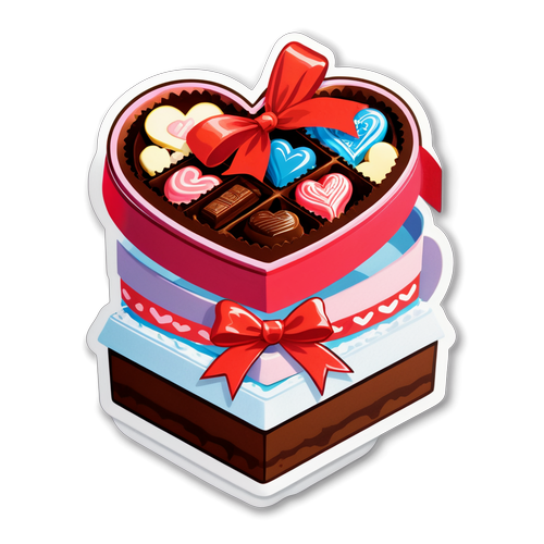 Heart-Shaped Chocolate Box Sticker