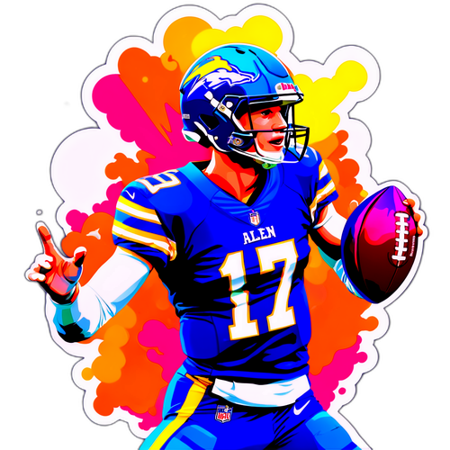 Retrato artístico de Josh Allen lançando uma bola de futebol