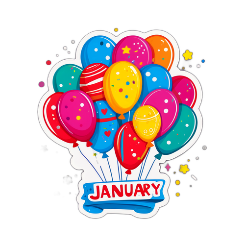 Masayang Sticker ng Pagsalubong sa Enero 2