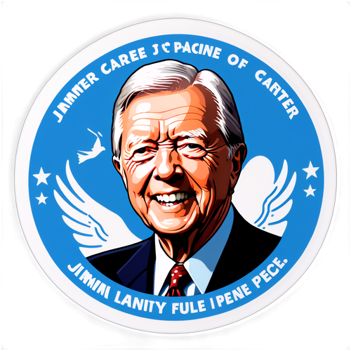 Thiết kế nhãn dính hình Jimmy Carter với khẩu hiệu 'Biểu tượng của hòa bình'