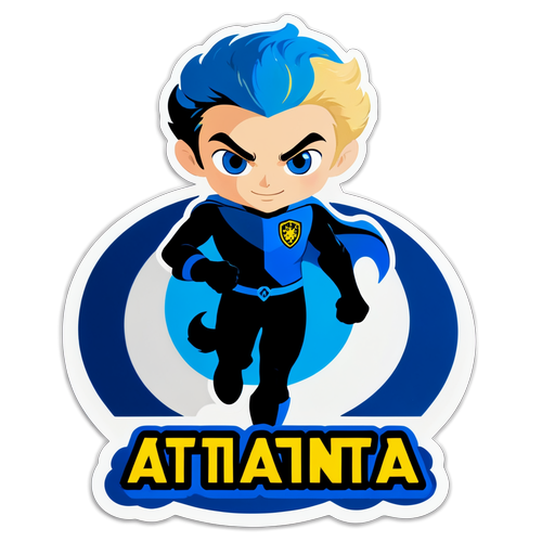 Stiker Bergaya Vintage Atalanta: Pahlawan Biru dan Hitam!