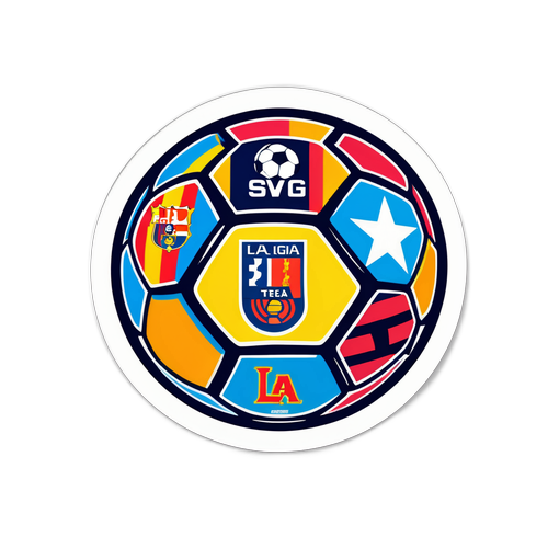 Farverig fodboldklistermærke med La Liga-logoer