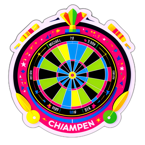En eventyrlig dartskive med farverige elementer