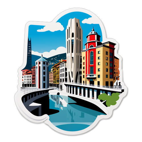 Ein künstlerischer Blick auf Bilbao mit der berühmten Architektur des Guggenheim-Museums