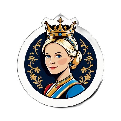 Kunglig klistermärke med prinsessan Mette Marits silhuett