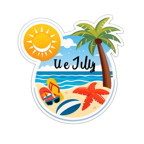 Un sticker que celebra las largas vacaciones de julio