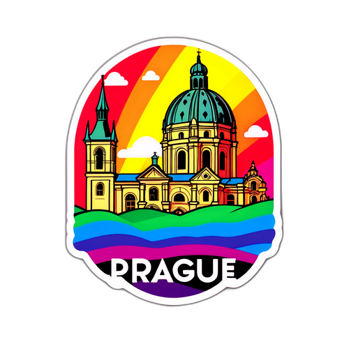 Barevná nálepka s motivem Prague Pride