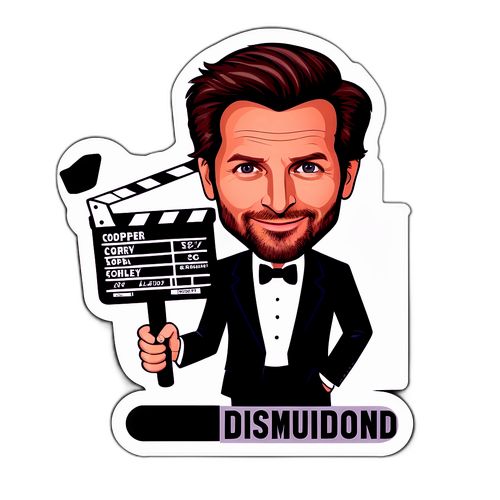 Karikatura Bradleyho Coopera s filmovým klapem