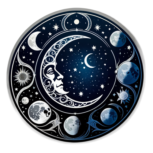 Celestial Moon Phases Sticker