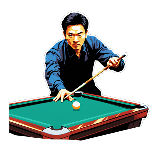 Sticker cu Zhao Xintong jucând biliard