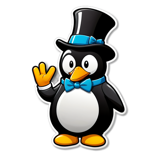 Linux Tux with a Hat and a Bow Tie (Toon)