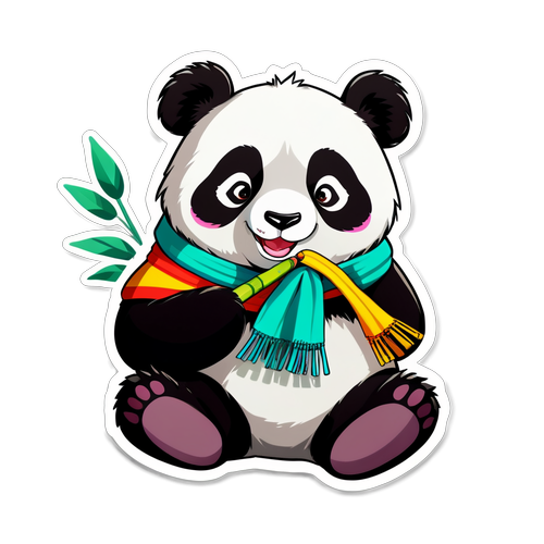 ¡Descubre Este Panda Adorable Que Te Robará el Corazón Con Su Bufanda Colorida!