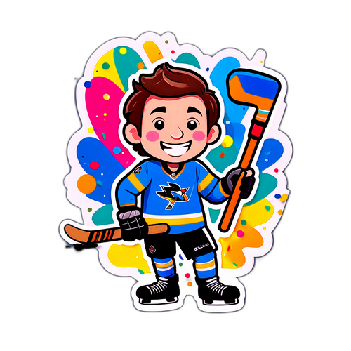 Cheerful Hockey Celebration Sticker
