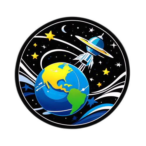 Stilig klistremerke av Starlink-satellitten i bane rundt Jorden