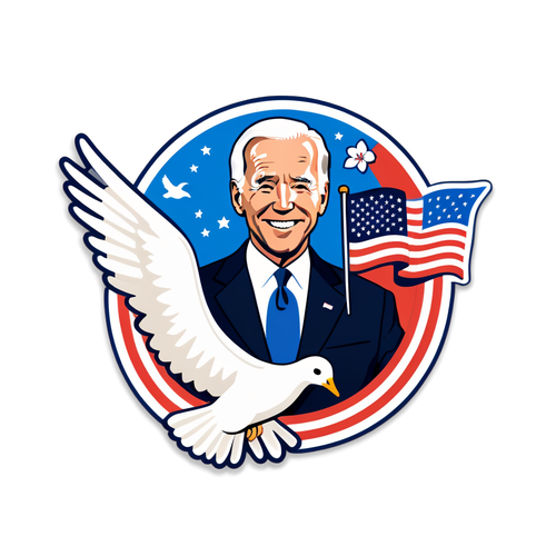 Ein Symbol der Einheit: Joe Biden und die amerikanische Flagge in einem inspirierenden Sticker-Design!