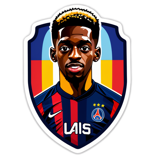 Autocollant de l'emblème d'Ousmane Dembélé entouré d'éléments du style urbain parisien