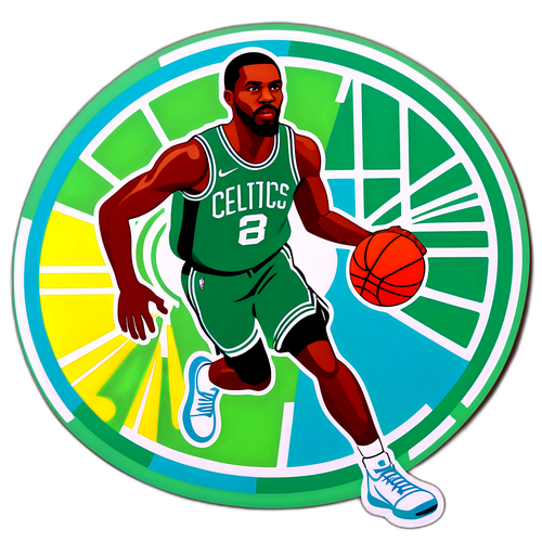 Desenho de jogador do Boston Celtics em ação