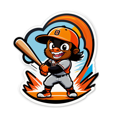 Oregon State Baseball Mascot Swinging Bat Sticker