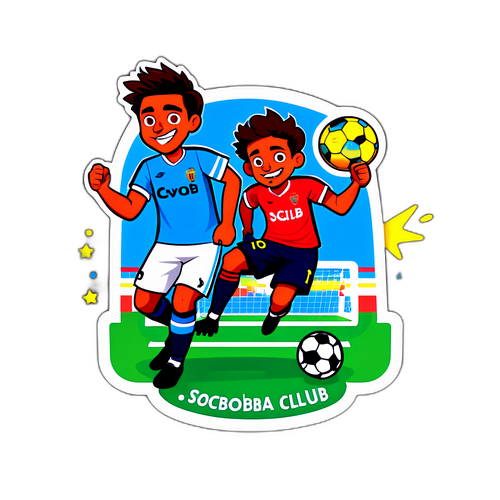Stiker Kartun Sepak Bola yang Ceria