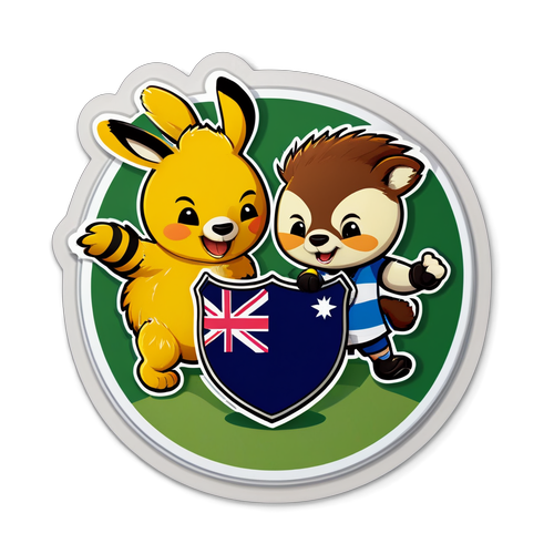 Perlawanan Mesra! Mascot Australia dan Scotland Bergurau Dalam Sticker Menggembirakan!