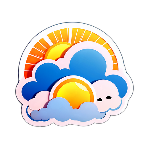 아름다운 구름과 태양의 날씨 아이콘 디자인