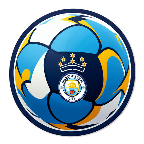 Desain Stiker Bola Sepak Dinamis dengan Logo Manchester City dan Chelsea