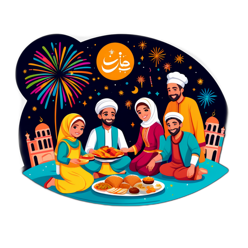 משפחה חוגגת את عيد אל-עדח