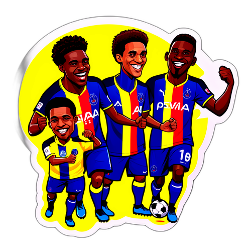 En sjov karikatur af spillere fra Nantes vs PSG kampen