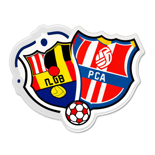 Artistic Sticker of Barcelona SC and River Plate Logos Intertwined