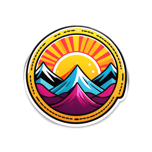 Návrh samolepky s horským motivem
