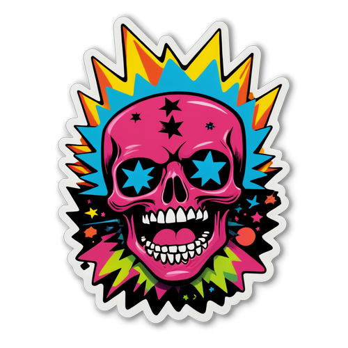 Vibrant Punk Rock Skull Sticker