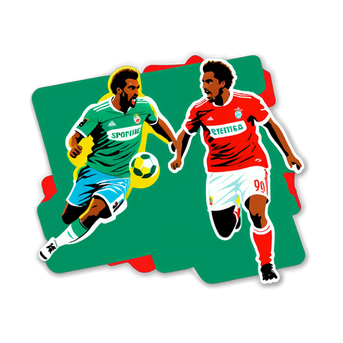 Sticker cu o ciocnire artistică a jucătorilor Benfica și Sporting